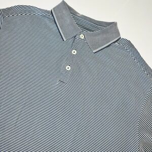 Caribbean Polo Shirt Men's Large Blue Striped Short Sleeve Modal Blend Soft Golf